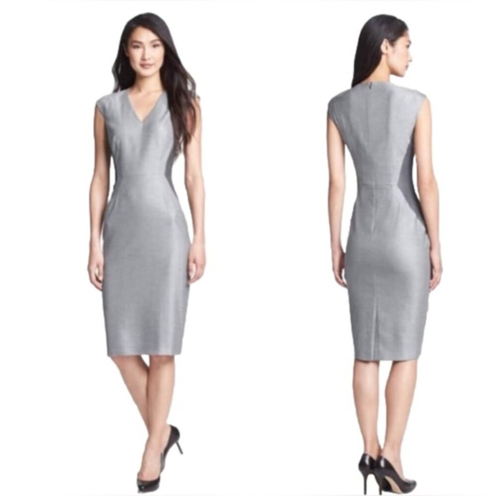 NWT BOSS HUGO BOSS‎ Dalana Diamond Sheath Dress V neck Made in Croatia 🇭🇷 Sz 4